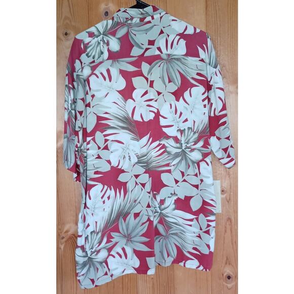 VTG Pierre Cardin Floral Cabana Shirt Men's L Tropical Beach Green Red Color - Picture 4 of 5